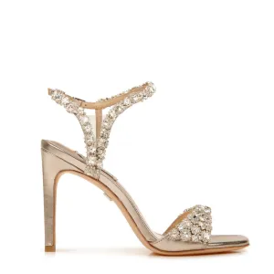 Galia - Crystal Ankle Strap Evening Heels - Champagne Metallic Gold