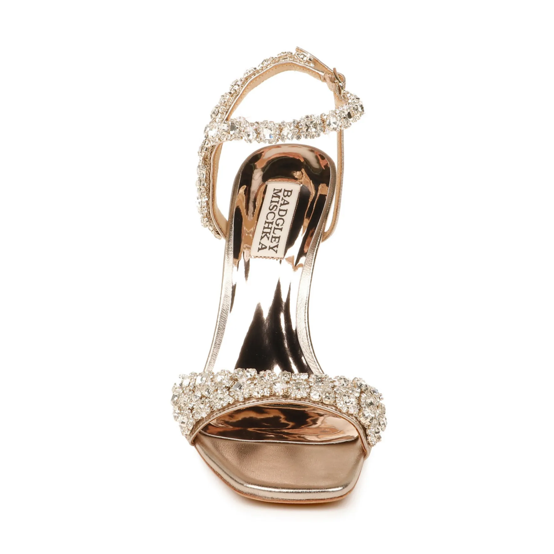 Galia - Crystal Ankle Strap Evening Heels - Champagne Metallic Gold