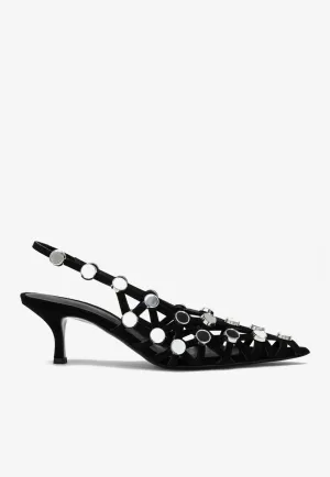 Grid 50 Crystal Embellished Slingback Pumps