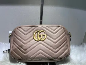 Gucci GG Marmont Camaro Camera Bag Beige Leather Crossbody