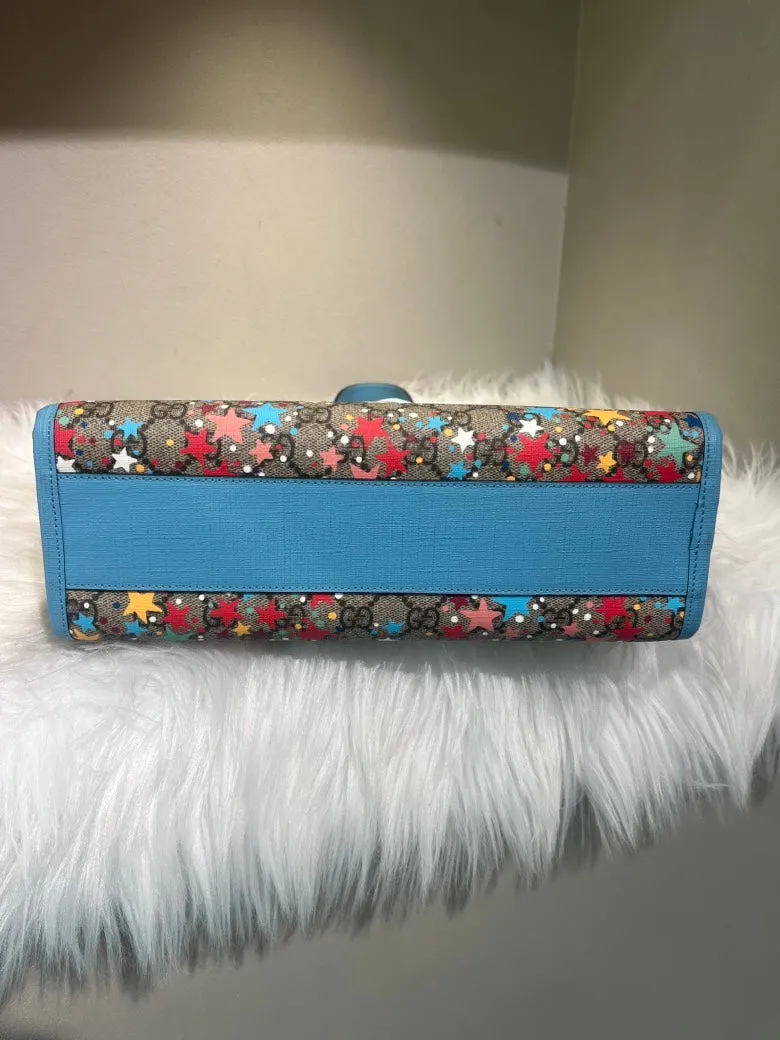 Gucci GG Supreme Star Print Blue Handle Bag