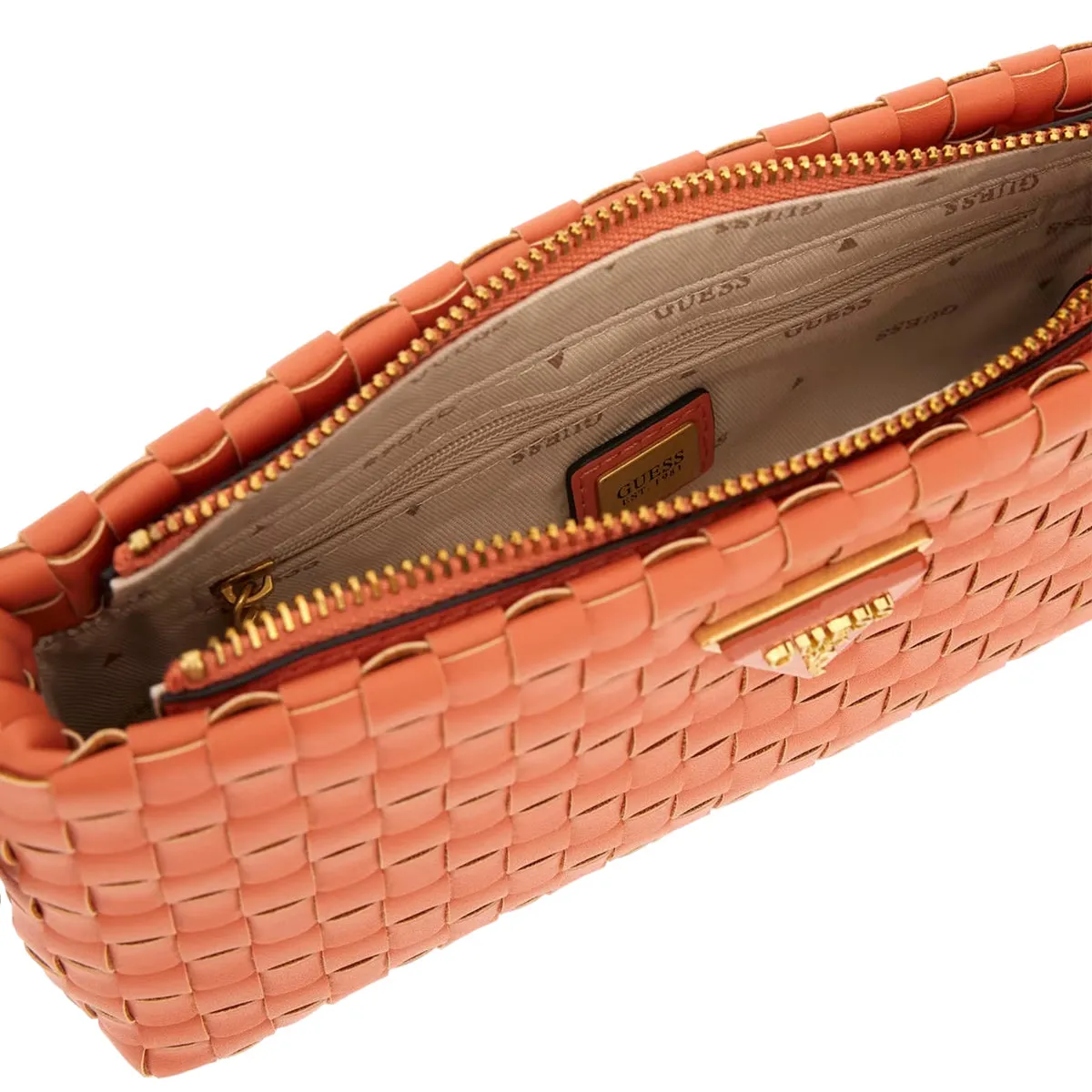 Guess - Mini Borsa a tracolla Lisbet intrecciata Papaya - HWWA8774720 - PAPAYA