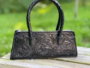 Hand Tooled leather Small Satchel "LARGA" by ALLE