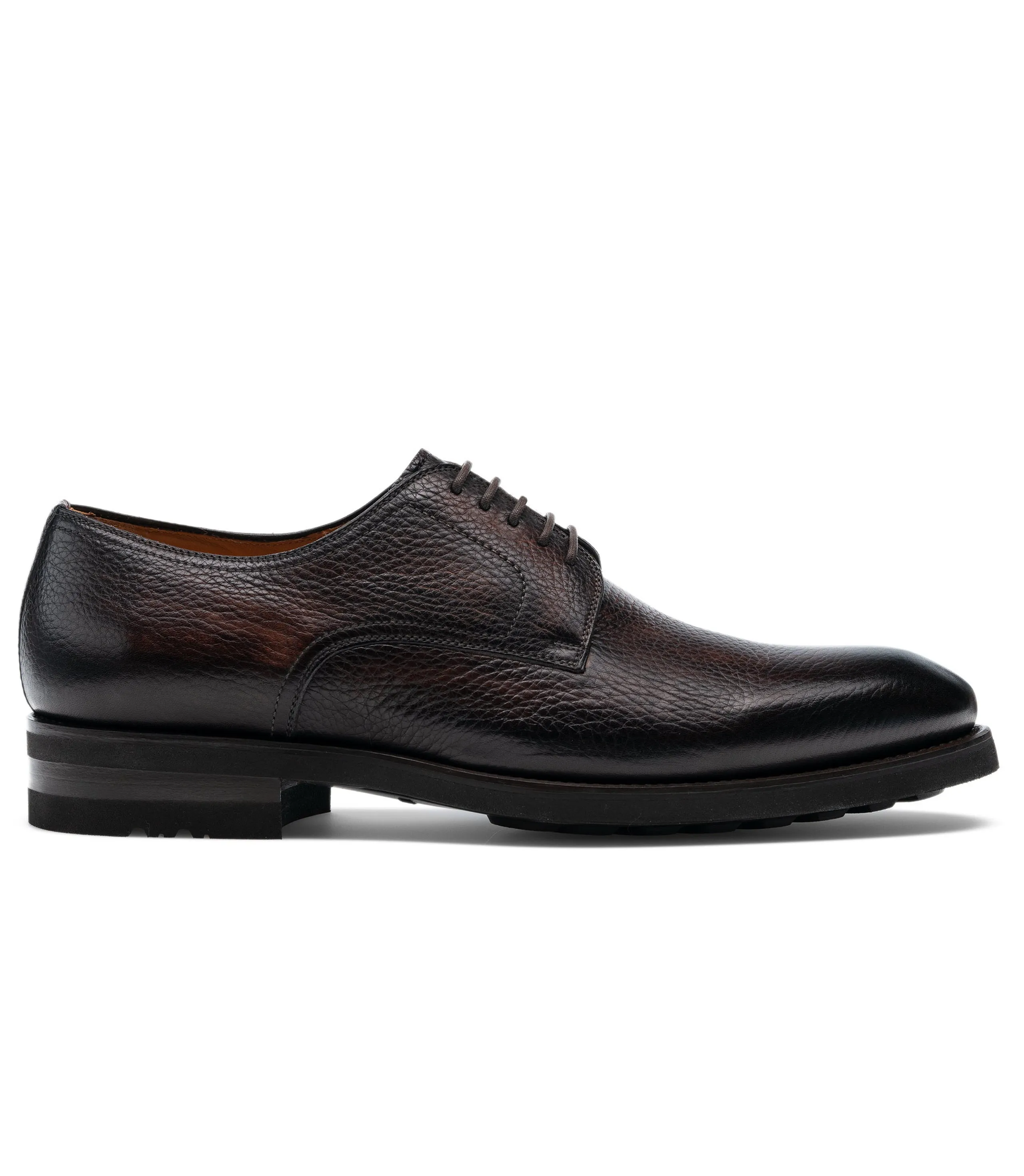 Height Increasing Brown Leather Baltimore Chunky Derby Shoes