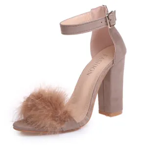 High-heel Faux Fur Sandals