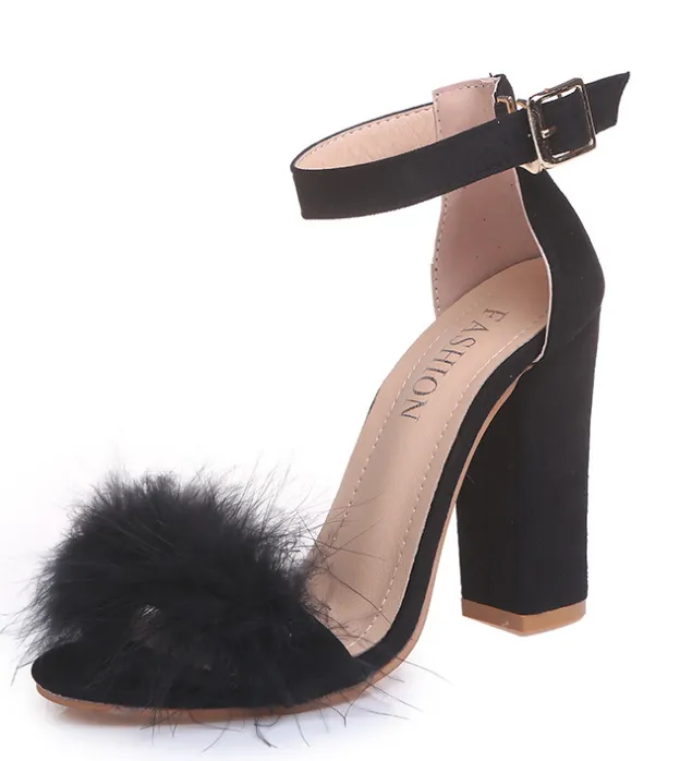 High-heel Faux Fur Sandals