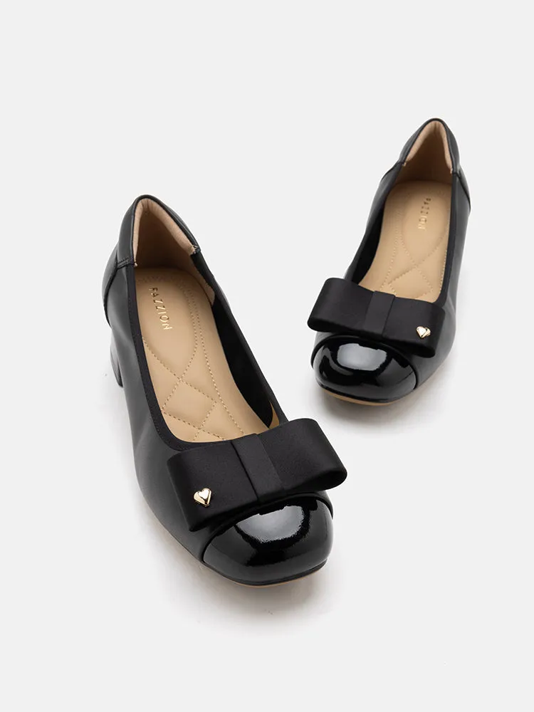 Itzel Love Embellished Bow Low Block Heels