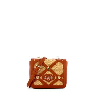 Love Moschino - Mini borsa a tracolla in raffia Naturale Cuoio Oro - JC4310PP0I - NAT/ /CUOIO/ /ORO