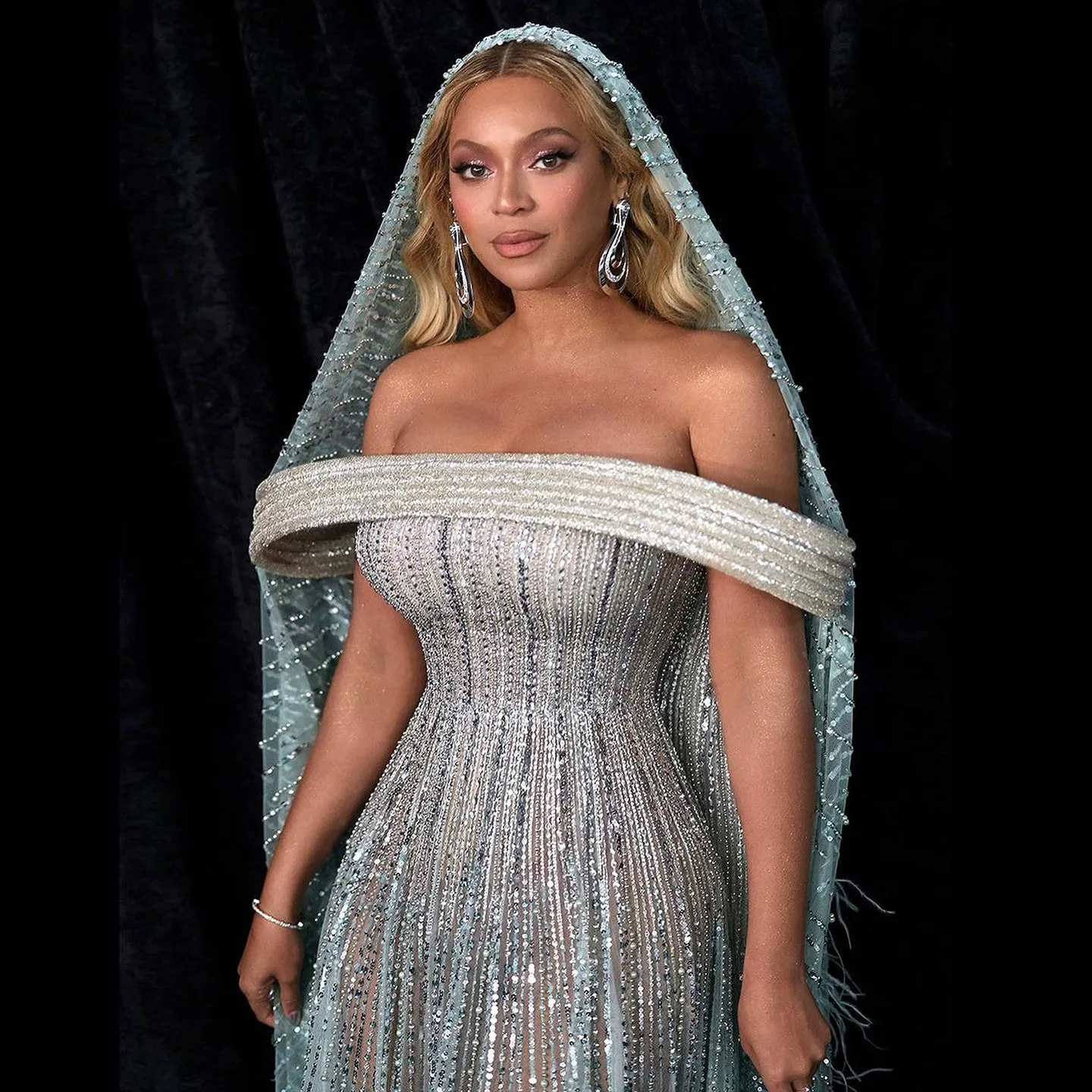 Luxury Feathers Aqua Off Shoulder Evening Dress SS435
