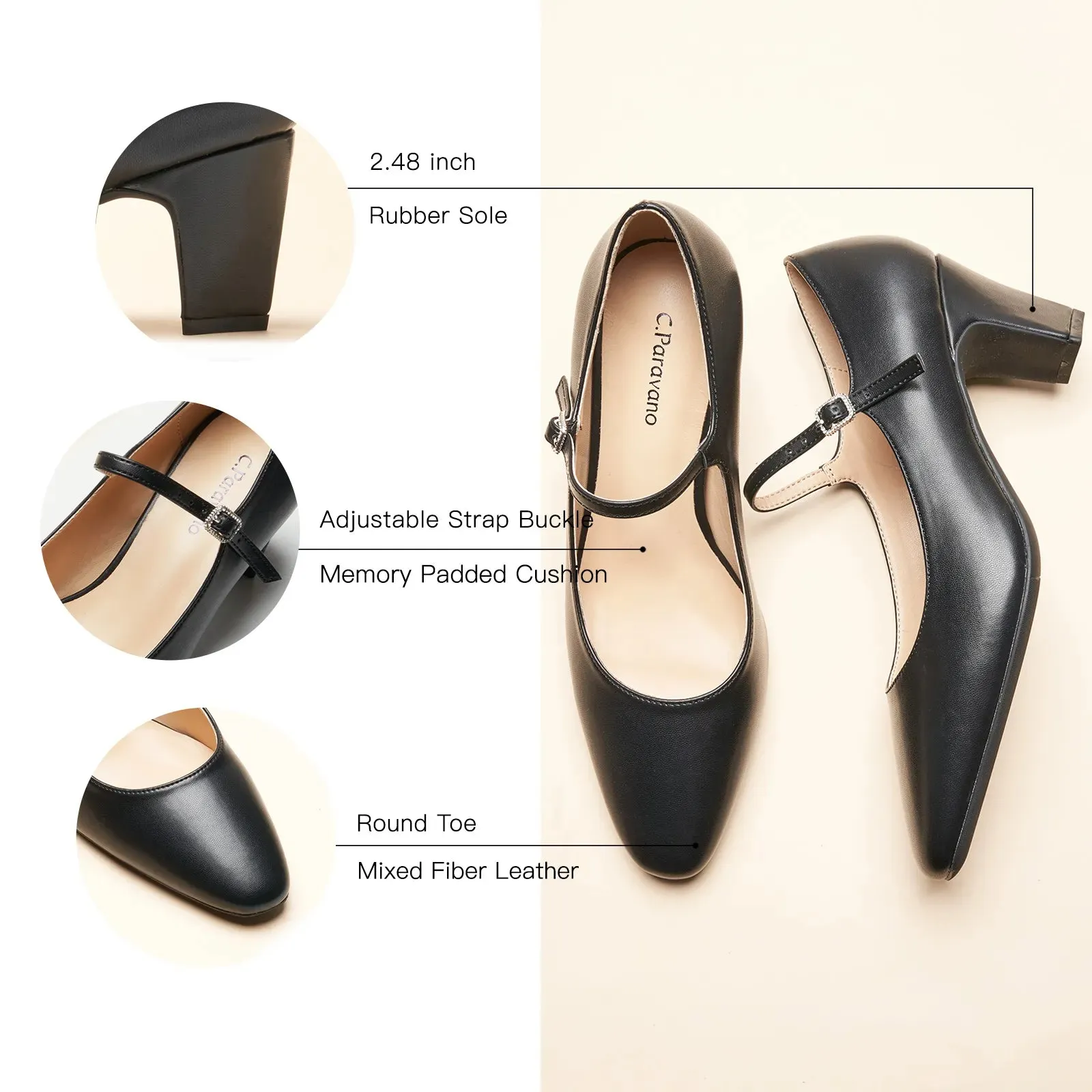Mary Jane Block Heel Pumps (Jessica)