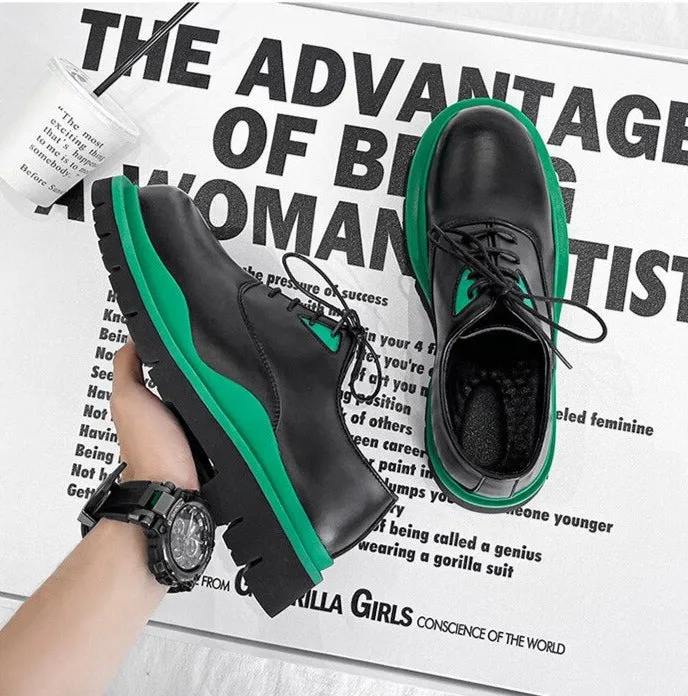 Men Thick Sole Harajuku Casual Leather Shoes