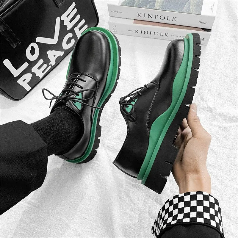 Men Thick Sole Harajuku Casual Leather Shoes