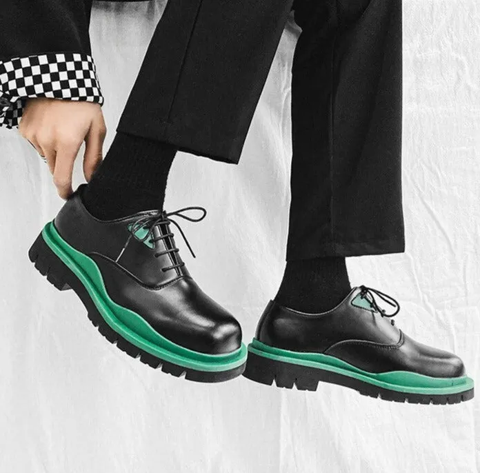 Men Thick Sole Harajuku Casual Leather Shoes
