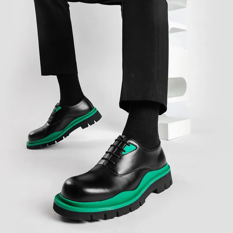 Men Thick Sole Harajuku Casual Leather Shoes