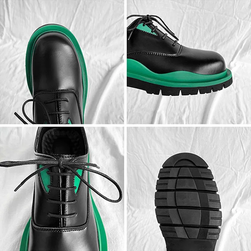 Men Thick Sole Harajuku Casual Leather Shoes