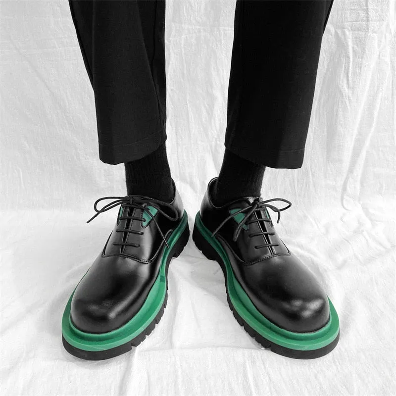 Men Thick Sole Harajuku Casual Leather Shoes