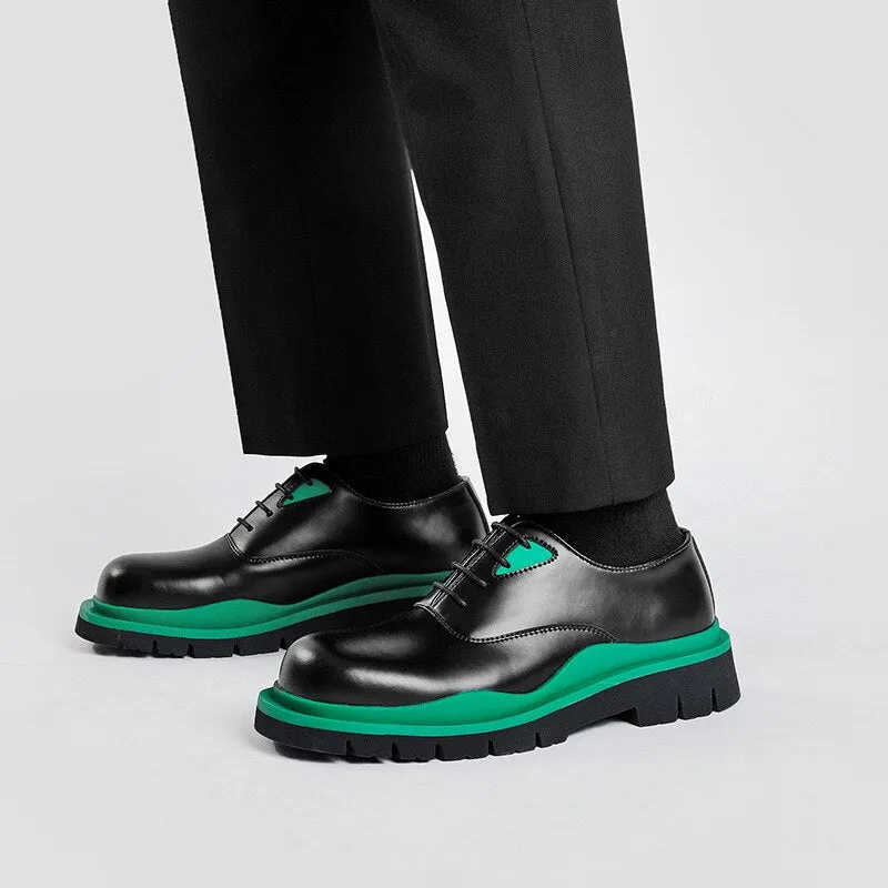 Men Thick Sole Harajuku Casual Leather Shoes