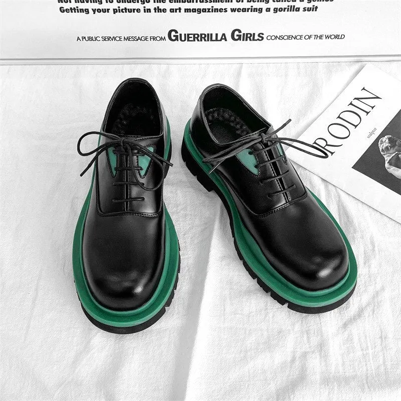 Men Thick Sole Harajuku Casual Leather Shoes