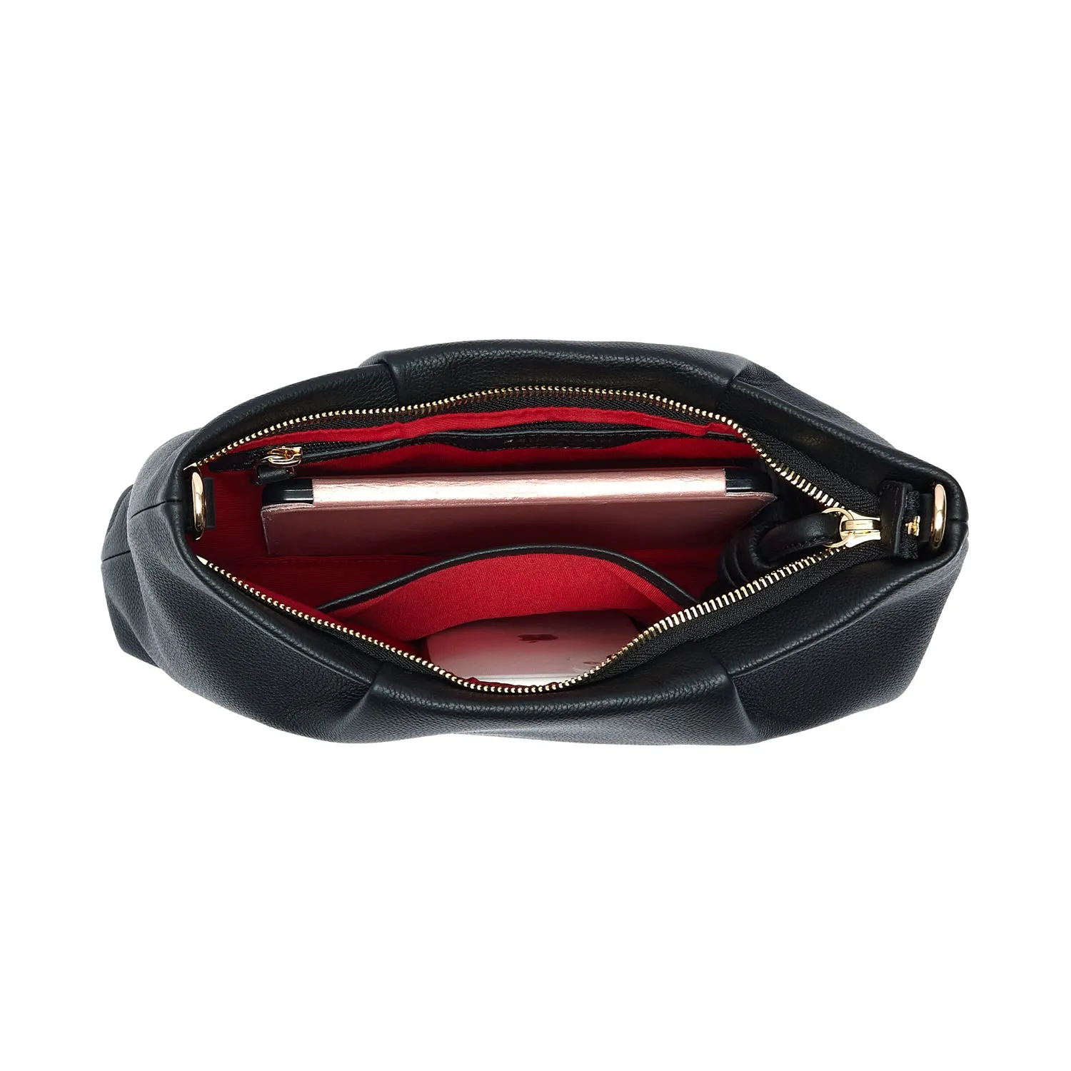 Midi Mayfair Leather Crossbody Bag, Black