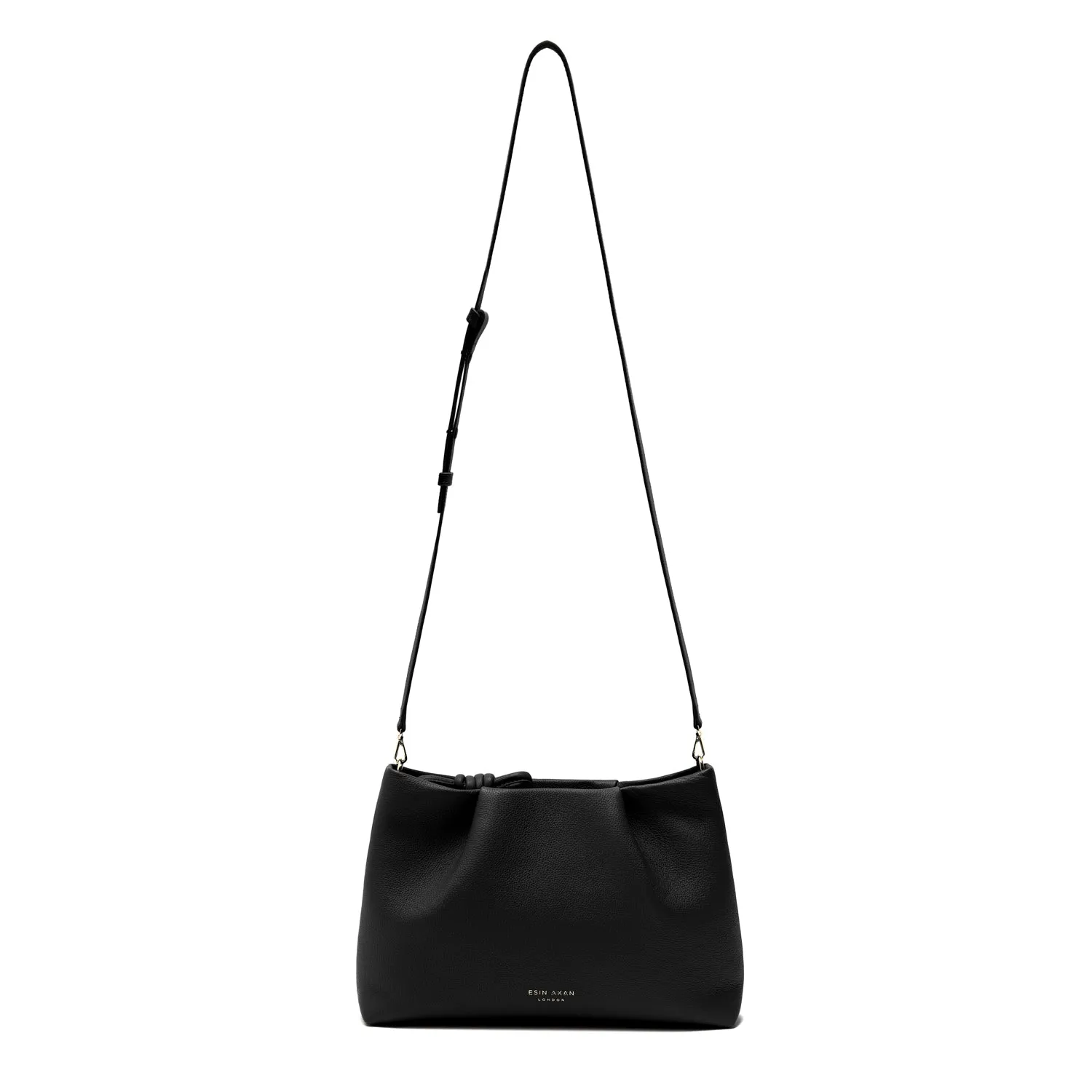 Midi Mayfair Leather Crossbody Bag, Black