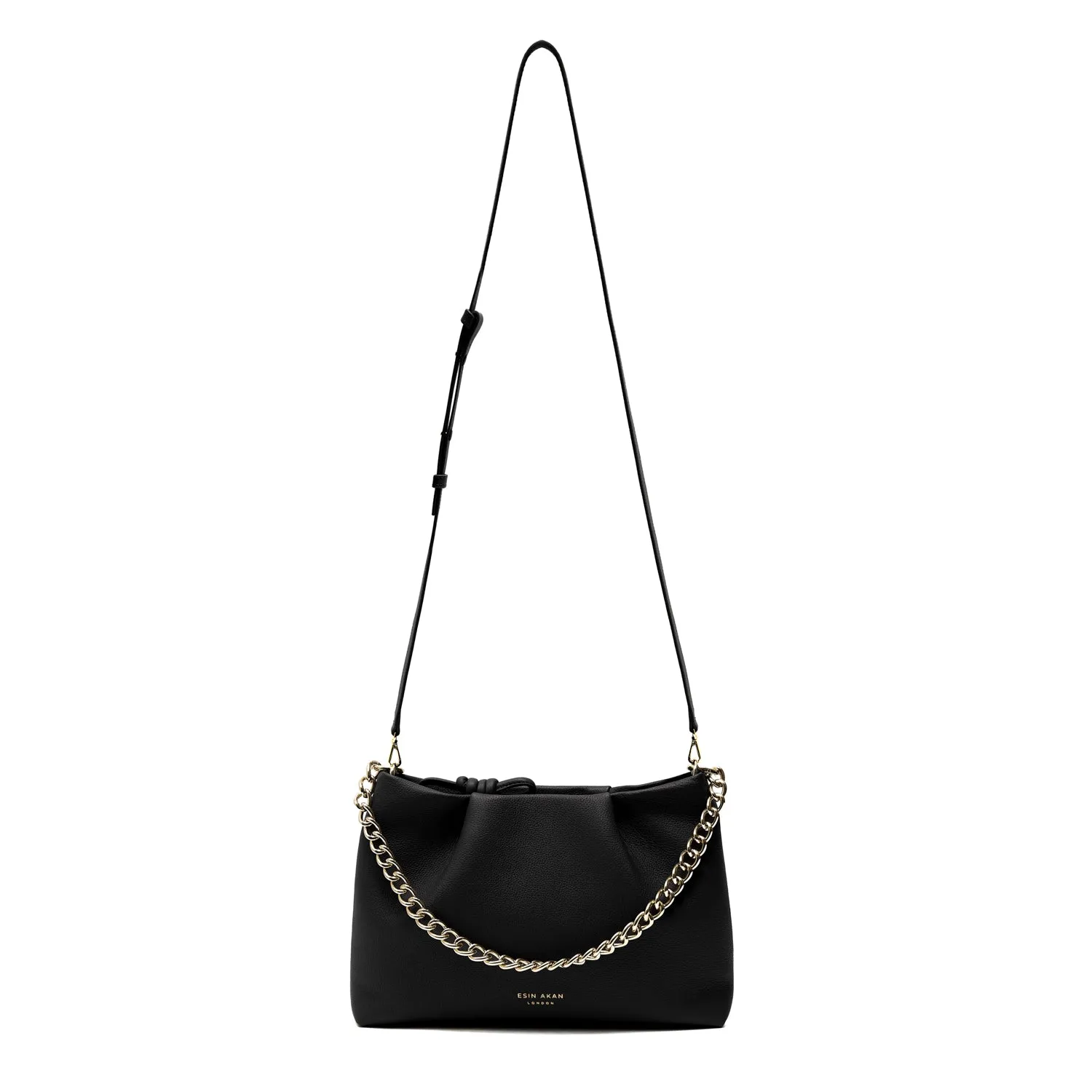 Midi Mayfair Leather Crossbody Bag, Black