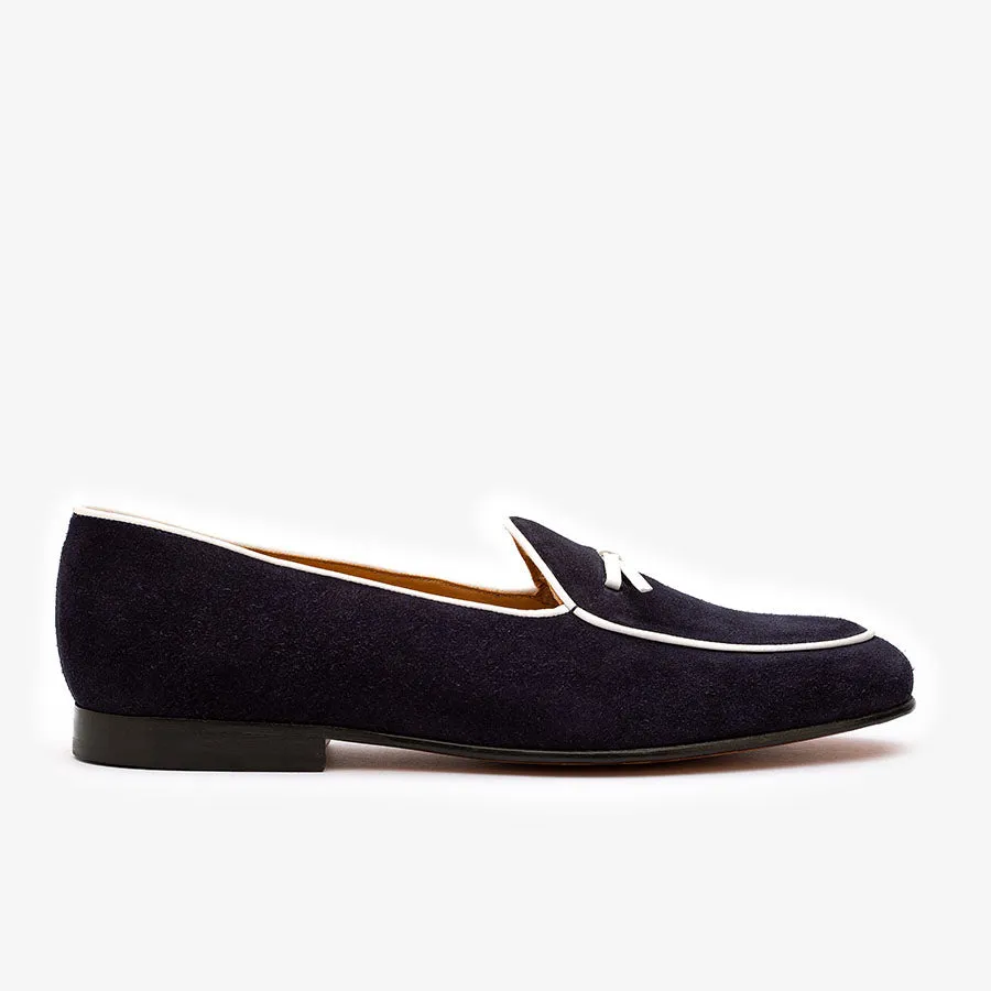 Navy Velvet   Bowtie loafers