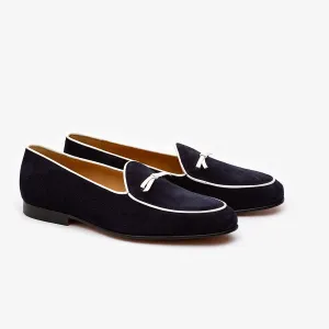 Navy Velvet   Bowtie loafers