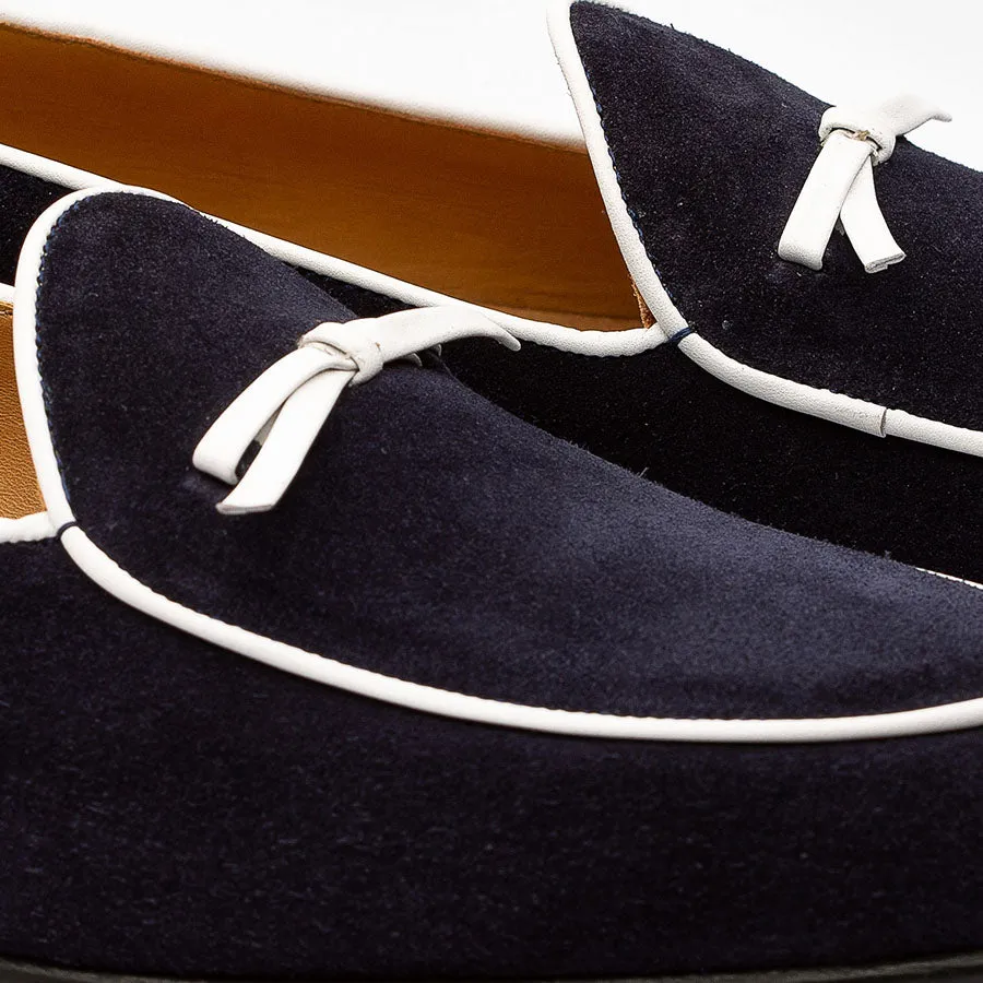Navy Velvet   Bowtie loafers