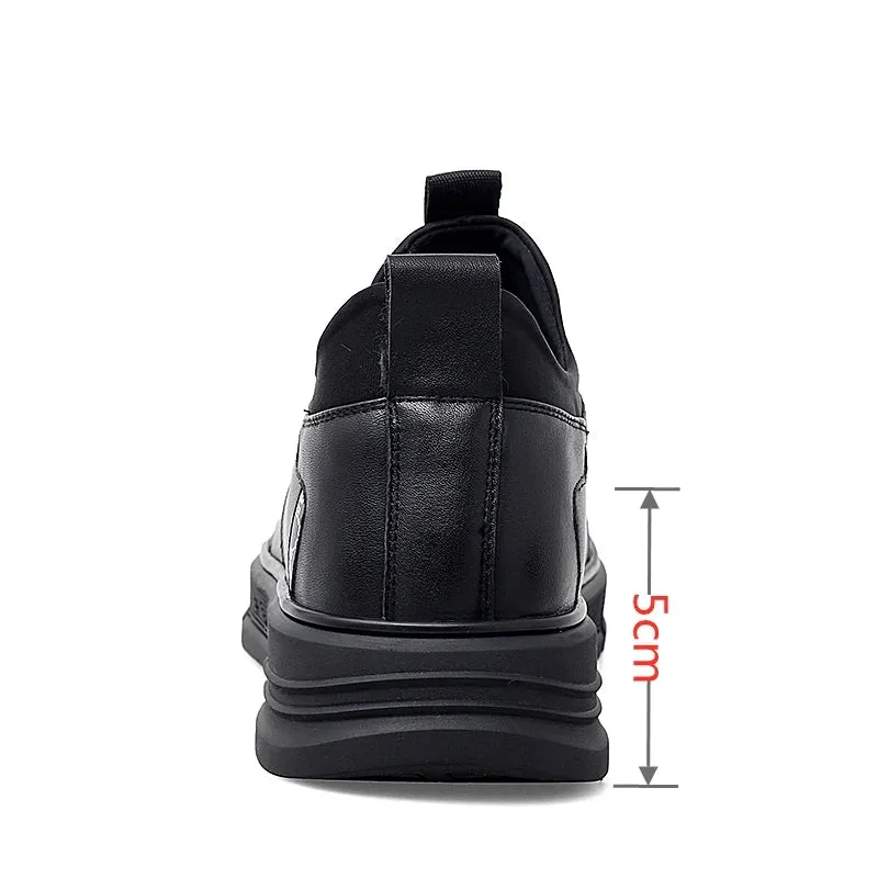 New Genuine Leather Elevator Shoes Men Sneakers Height Shoes Height Increase