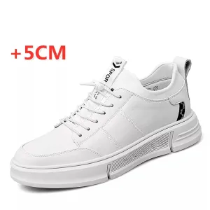 New Genuine Leather Elevator Shoes Men Sneakers Height Shoes Height Increase