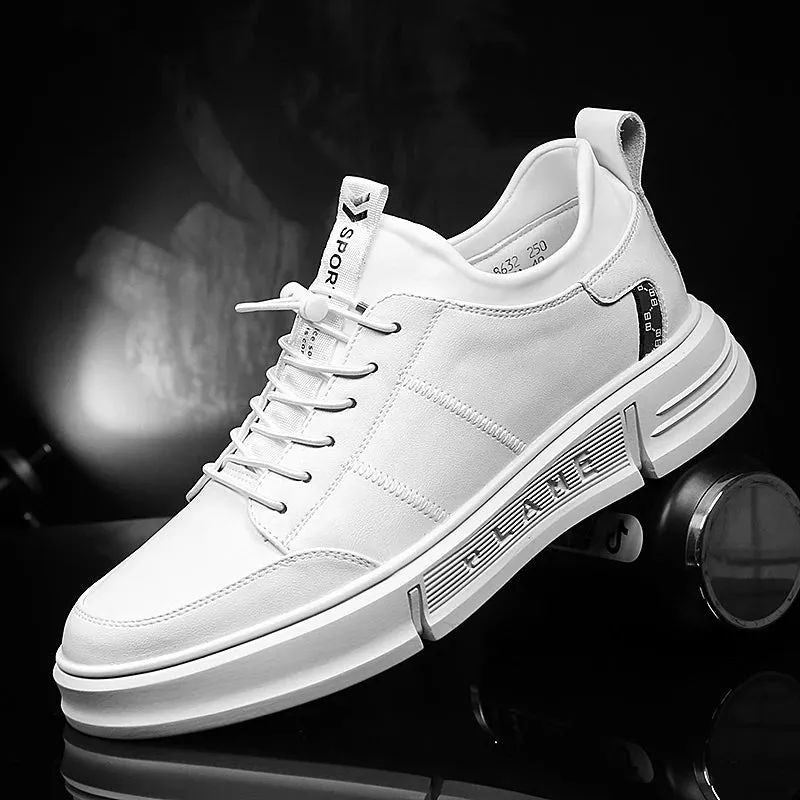 New Genuine Leather Elevator Shoes Men Sneakers Height Shoes Height Increase