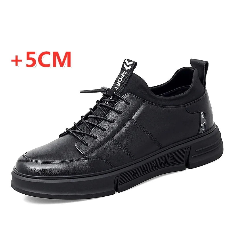 New Genuine Leather Elevator Shoes Men Sneakers Height Shoes Height Increase