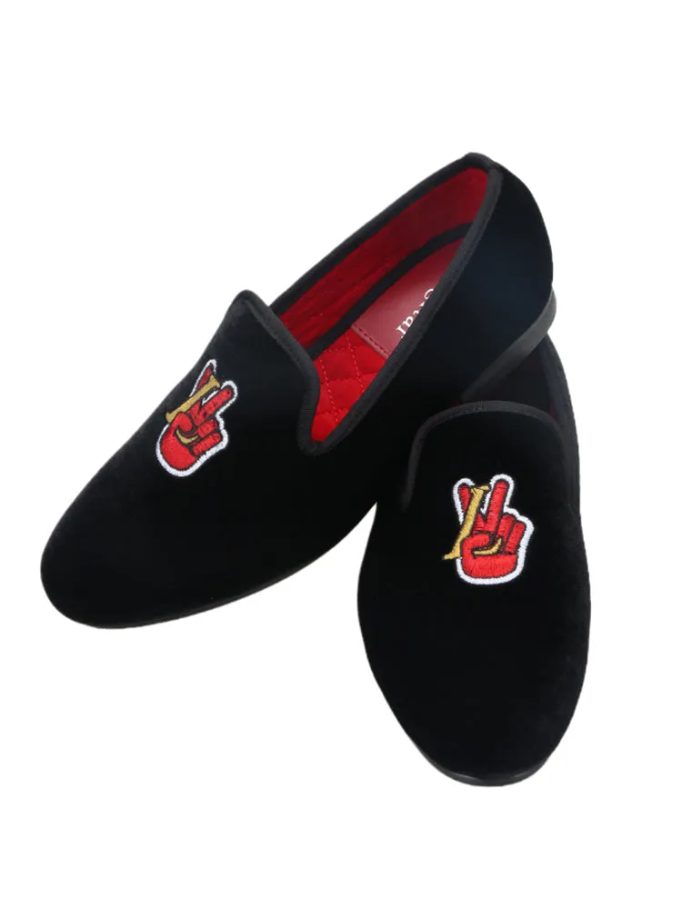 Pilgida's personalized hand-embroidered men's shoes, imported velvet shoes, trendy British slip-on loafers, large size
