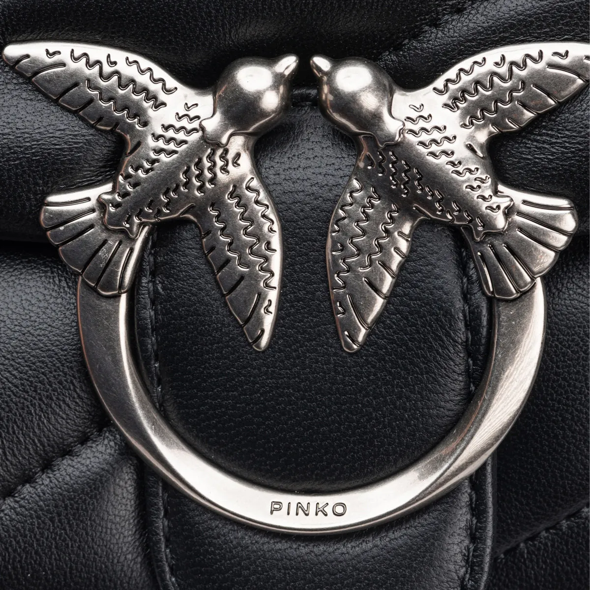 Pinko - Mini Borsa a tracolla Love Puff Maxi Quilt Nero Old Silver - 100039A0F2 - NERO-OLD/SILVER
