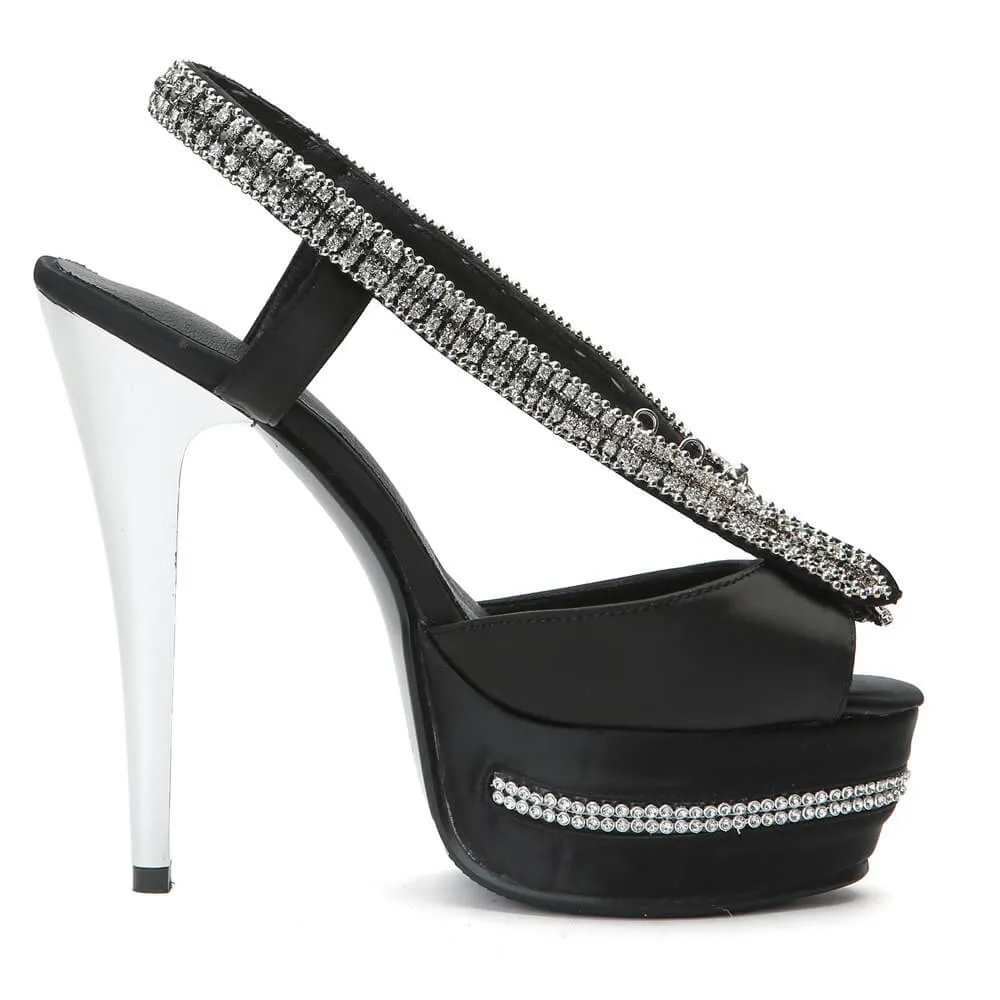 Platform Rhinestone Peep Toe Sandals