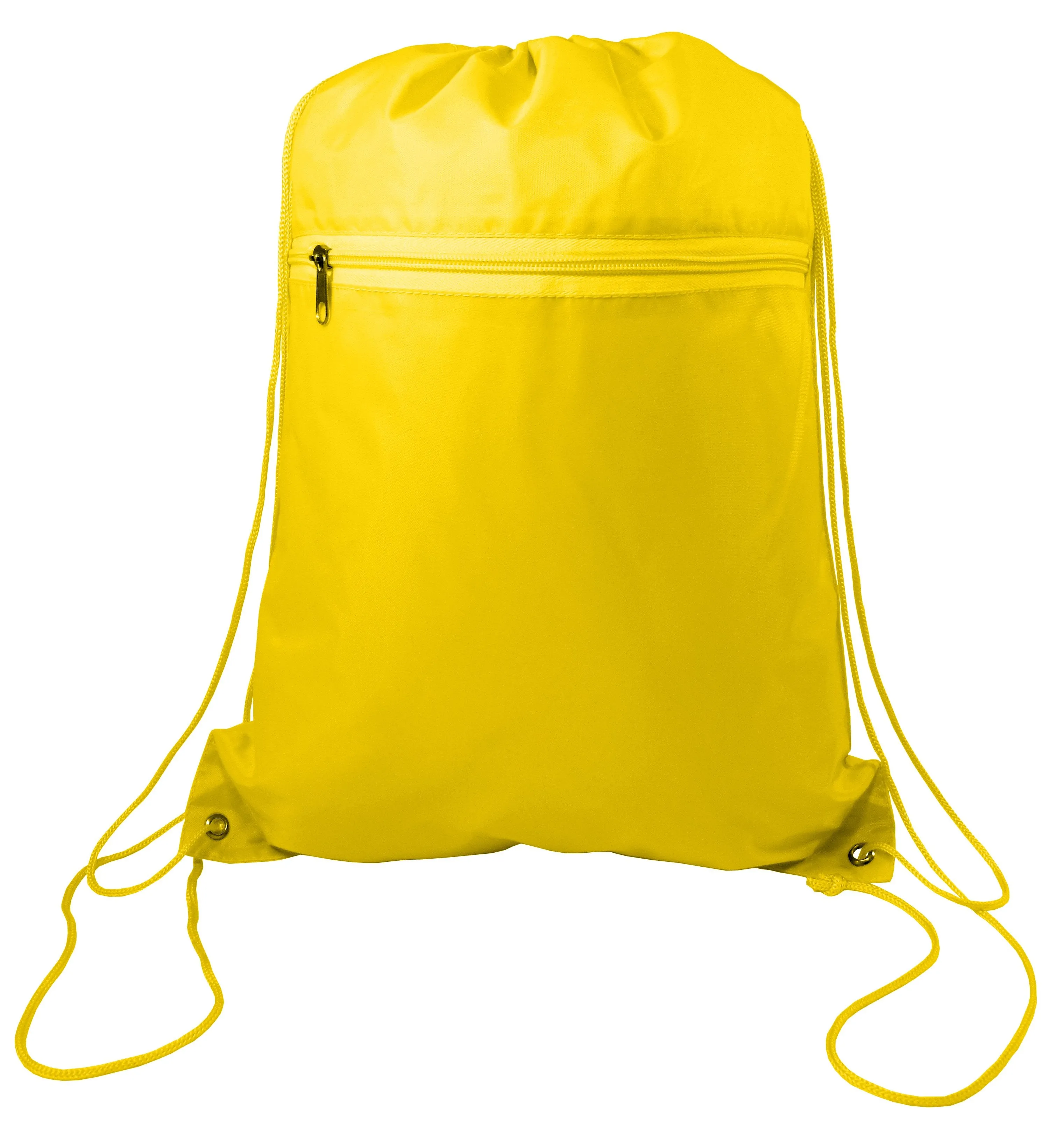 Polyester Value Drawstring Bags with Front Zippered Pocket - POL11