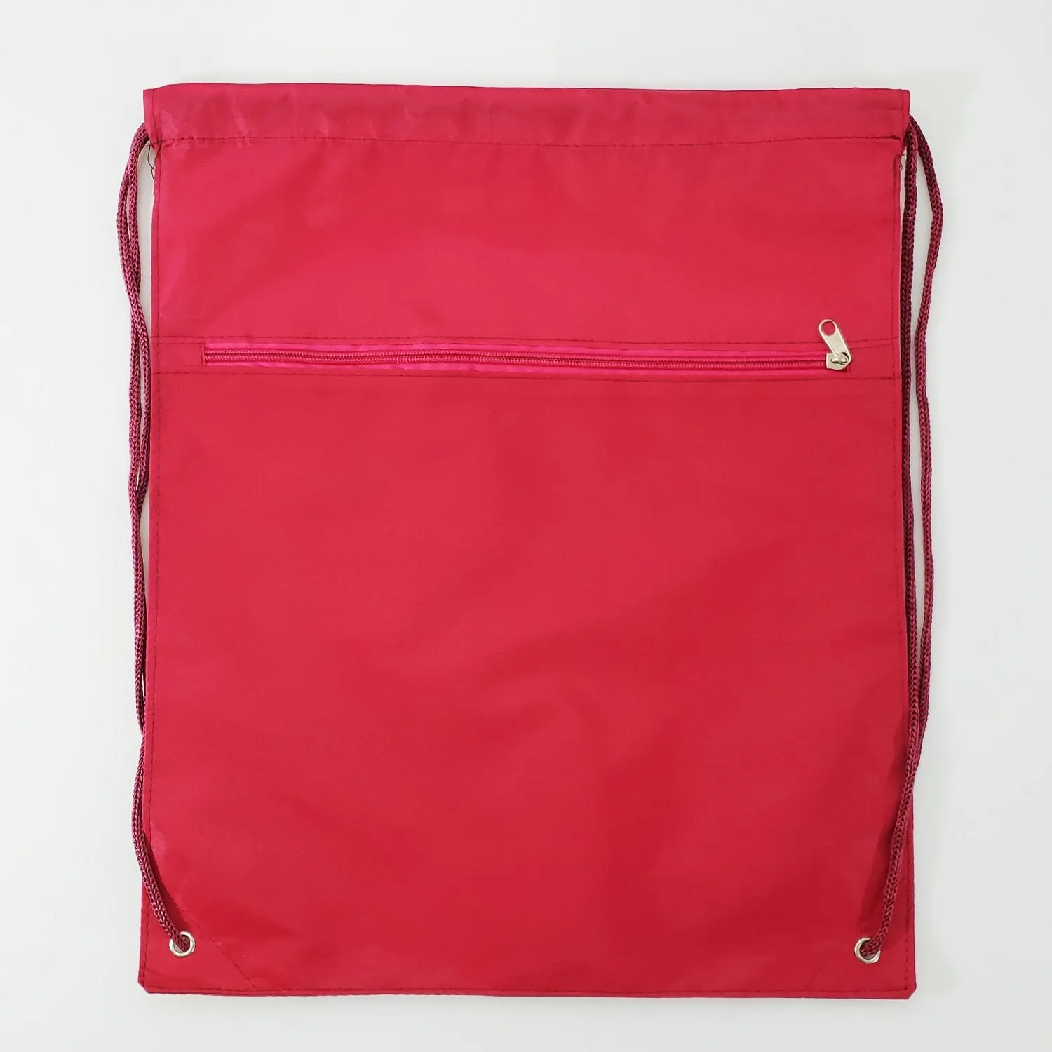 Polyester Value Drawstring Bags with Front Zippered Pocket - POL11