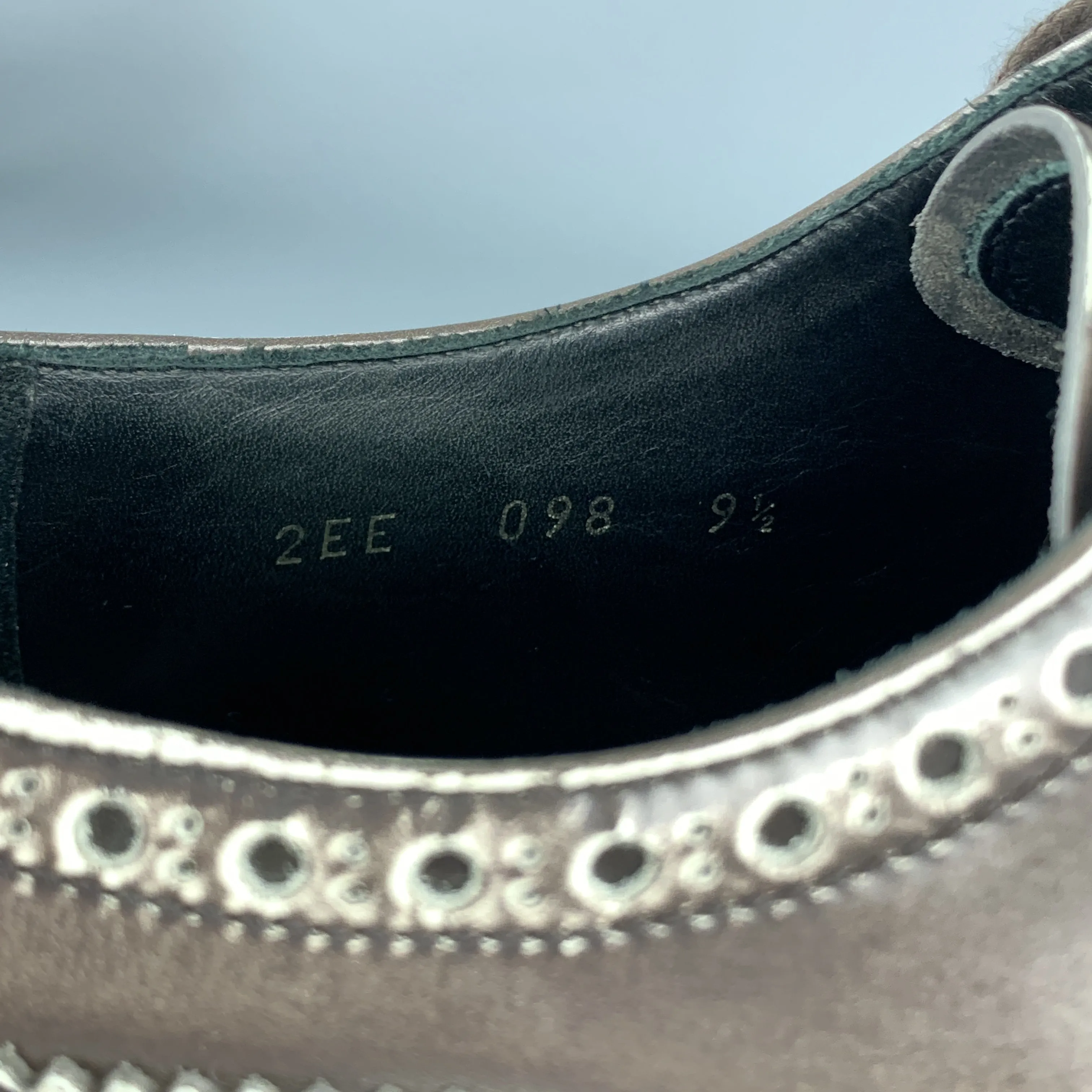 Prada Levitate Size 10.5 EE Taupe Antique Leather Wingtip Lace Up Shoes