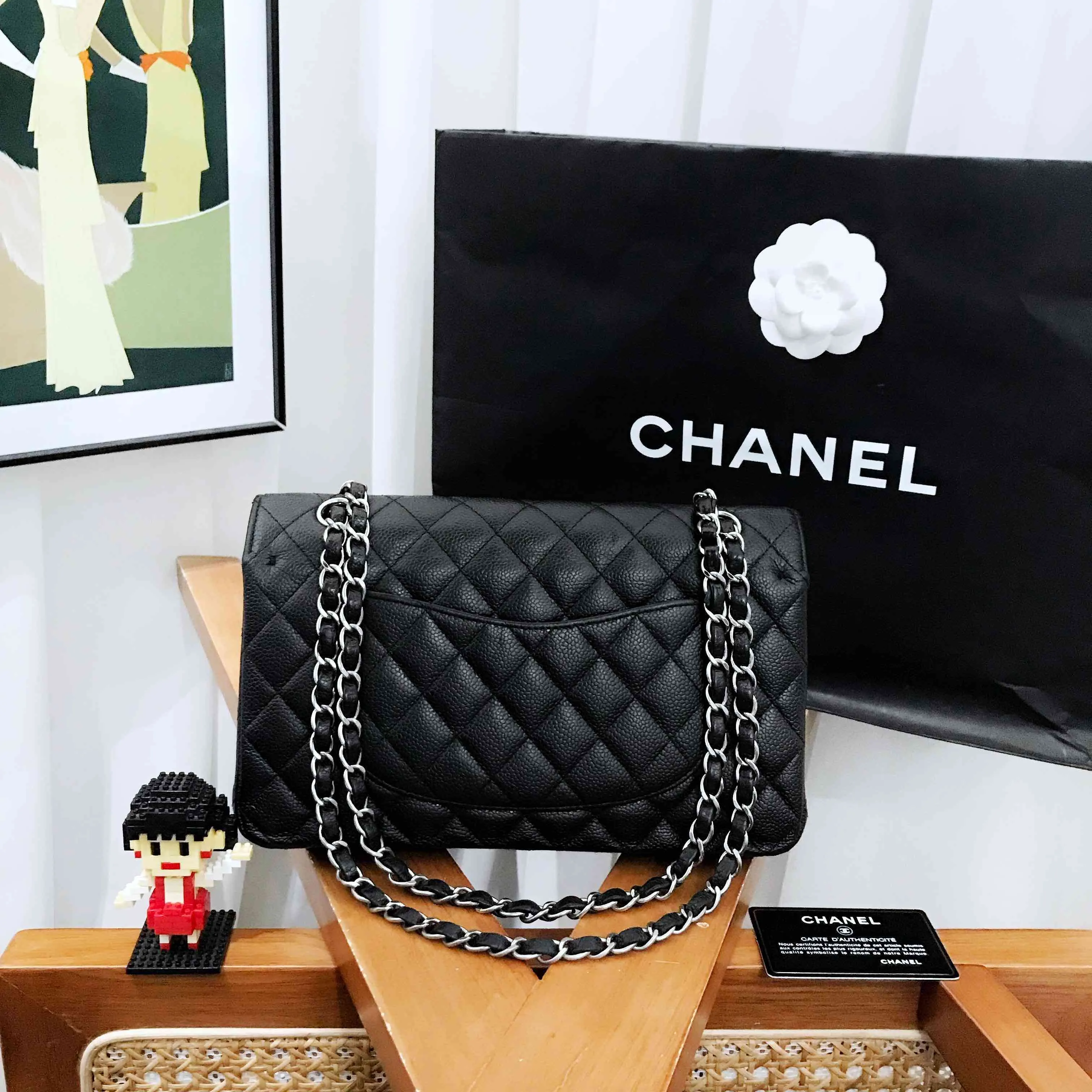 Preloved Chanel Classic Flap Medium Black Shoulder Bag
