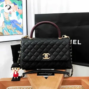 Preloved Chanel Coco Handle Black Quilted Leather Top Handle Bag
