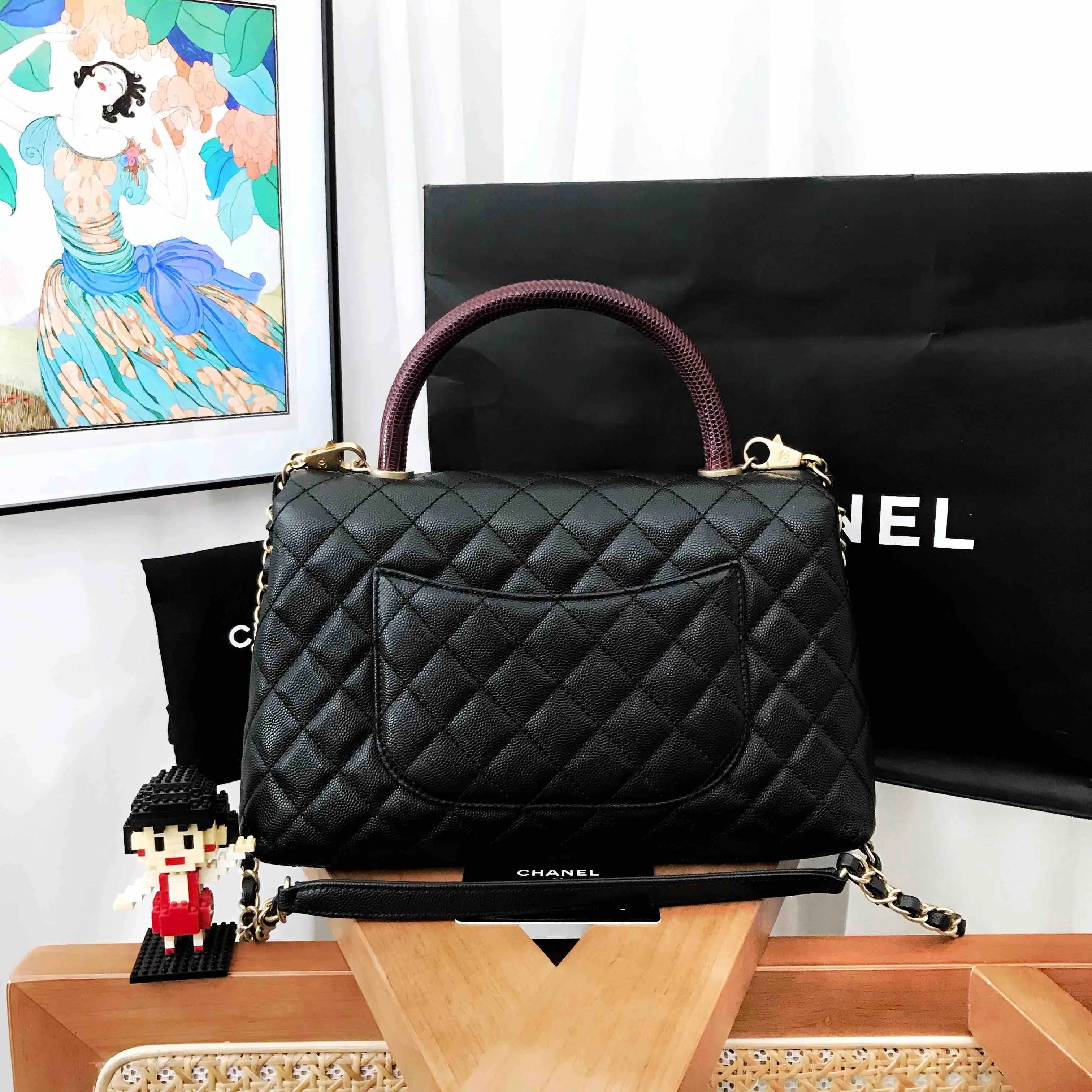 Preloved Chanel Coco Handle Black Quilted Leather Top Handle Bag