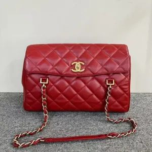 Preloved Chanel Flap Bag Red Leather Shoulder Bag