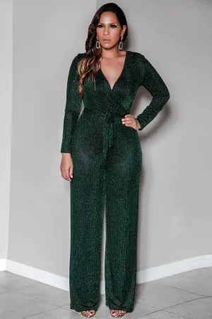 Rory Sexy V Neck Sparkly Long Sleeves Cocktail Jumpsuit with Belt