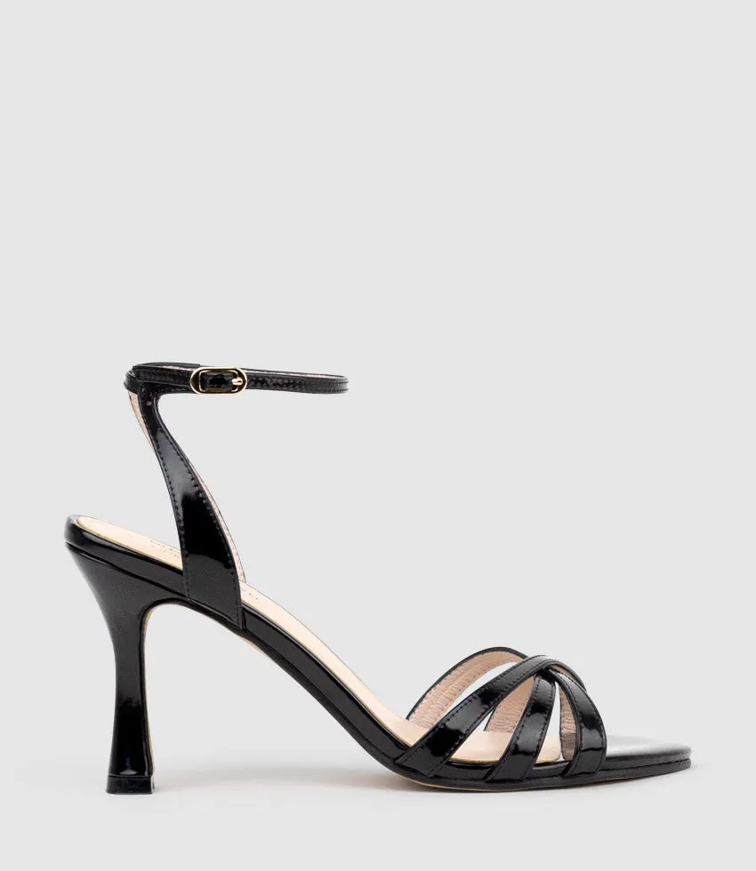 SAIGE85 Strappy Sandal in Black High Shine