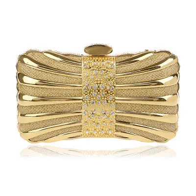 SEKUSA Luxurious Women Clutch Bags Metal Diamonds Chain Shoulder Evening Bags Lady Dress Wedding Dinner Party Handbags