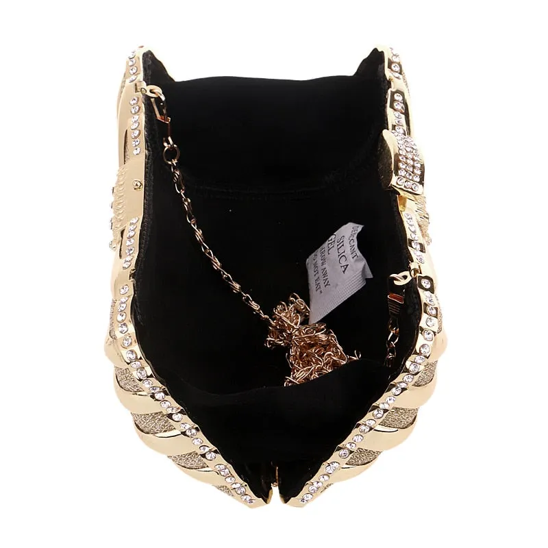 SEKUSA Luxurious Women Clutch Bags Metal Diamonds Chain Shoulder Evening Bags Lady Dress Wedding Dinner Party Handbags