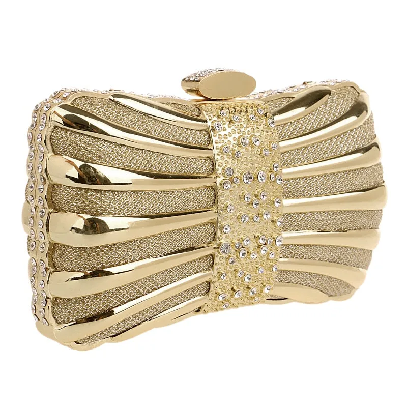 SEKUSA Luxurious Women Clutch Bags Metal Diamonds Chain Shoulder Evening Bags Lady Dress Wedding Dinner Party Handbags