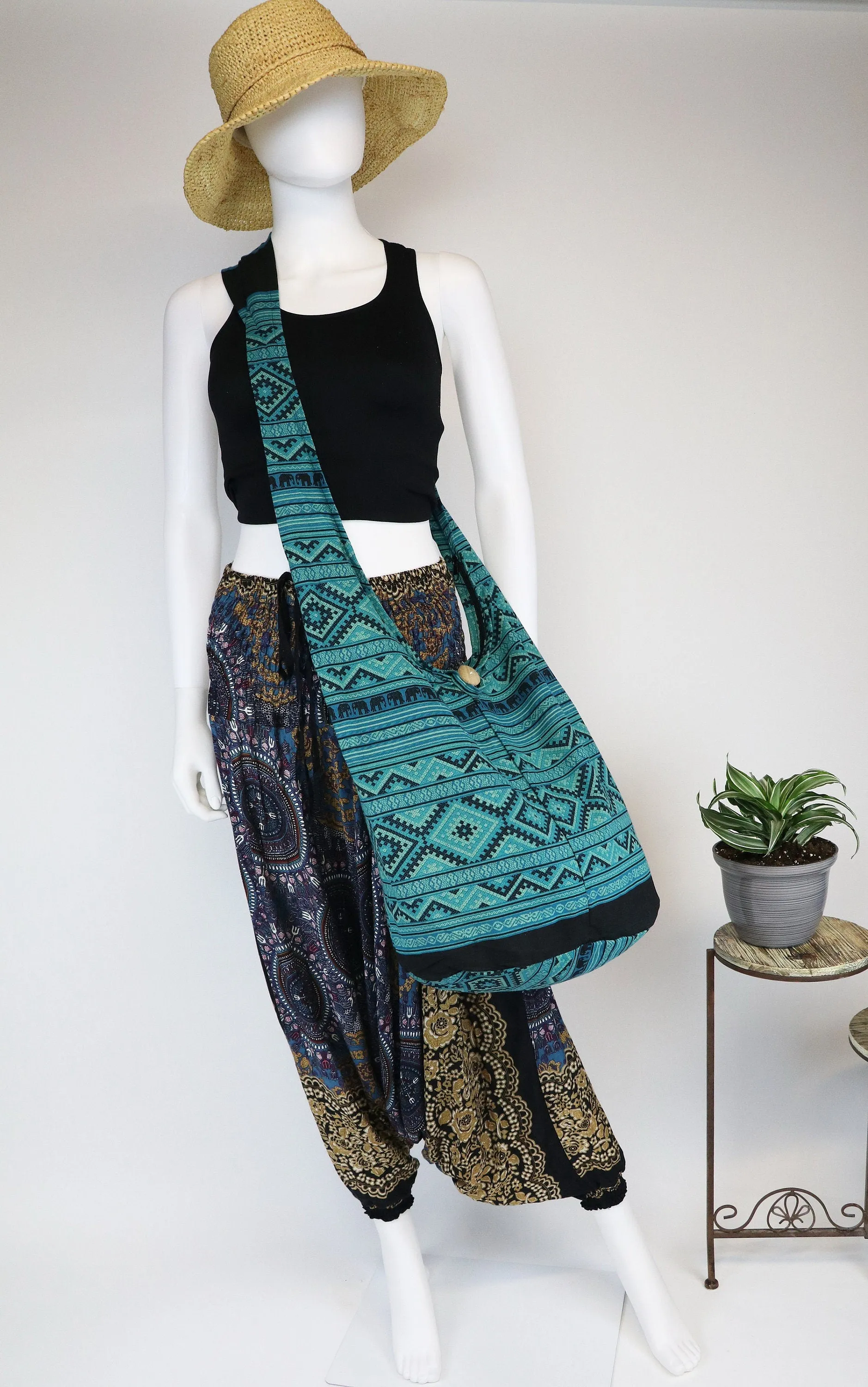 Shoulder bag/ Handbag / Crossbody bag / Tote Bags/ Boho Bag / Messenger Bag/ Hippie/ Hobo / Sling Bags / Cotton Bags/ Elephants / Turquiose