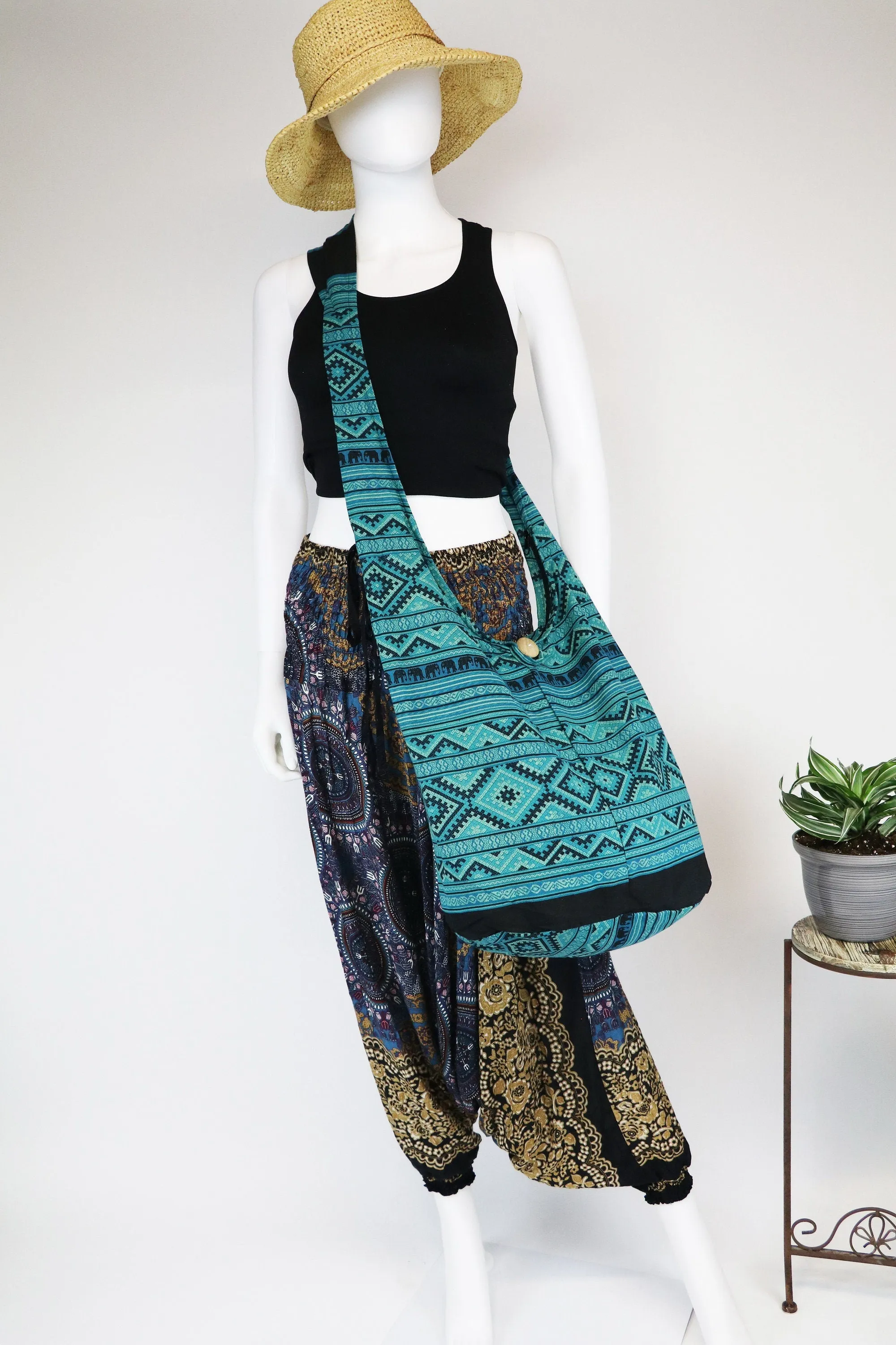 Shoulder bag/ Handbag / Crossbody bag / Tote Bags/ Boho Bag / Messenger Bag/ Hippie/ Hobo / Sling Bags / Cotton Bags/ Elephants / Turquiose