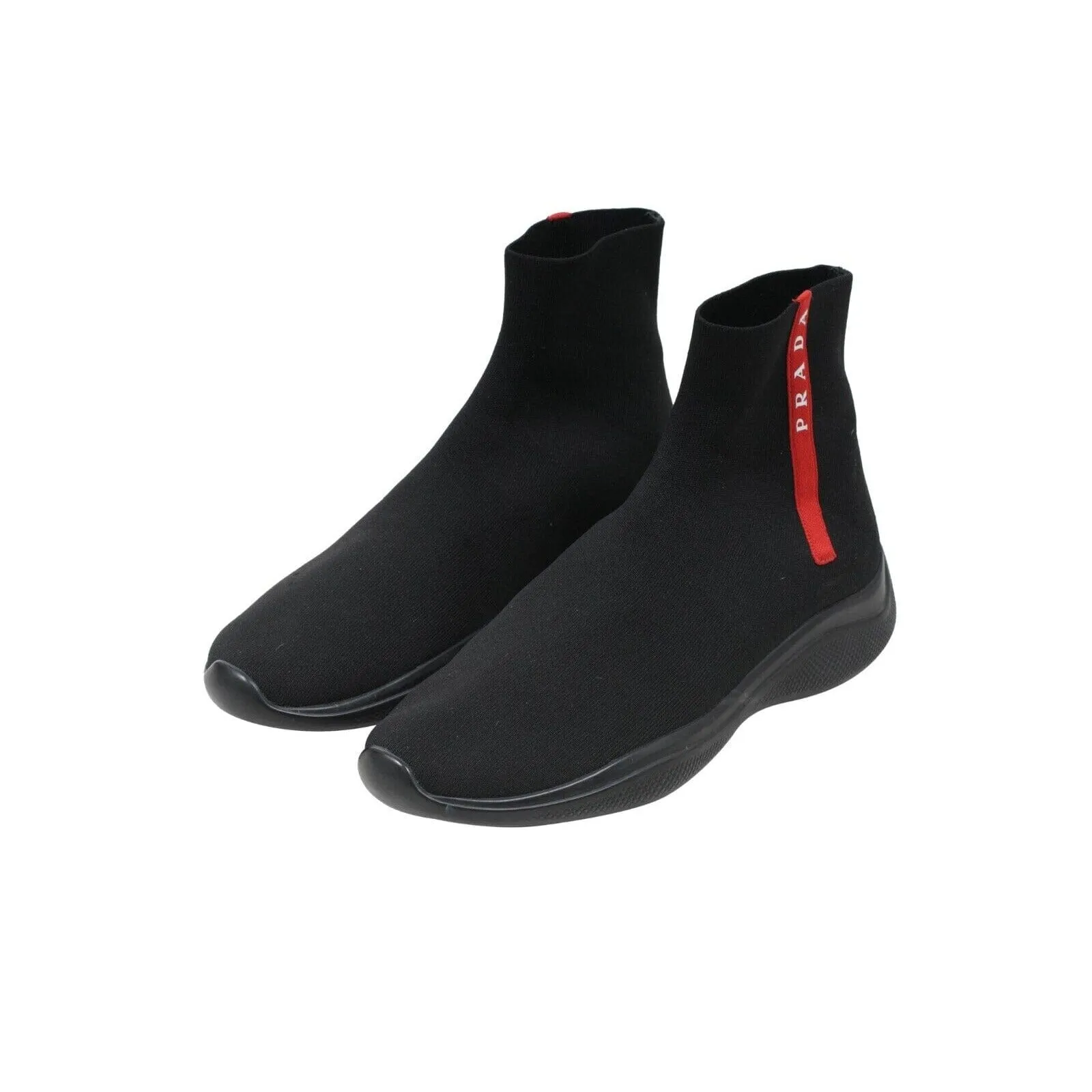 Sock Sneakers US 10 UK 9 Black Red High Top Stretch Knit Trainers